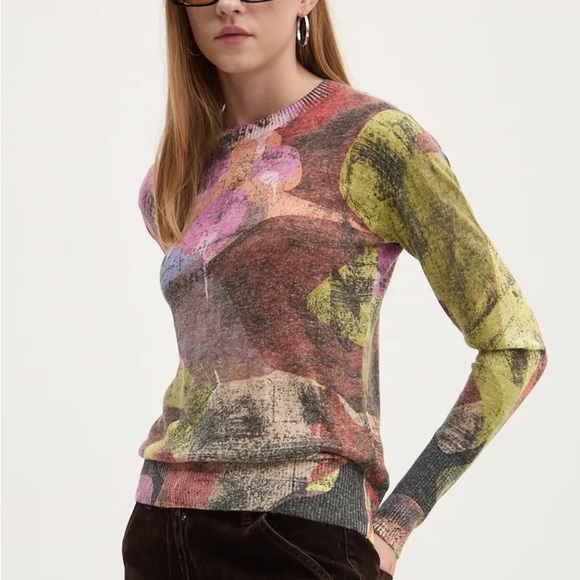 Desigual Sweaters - Desigual Camo Petals Colorful Abstract Women's Sweater
